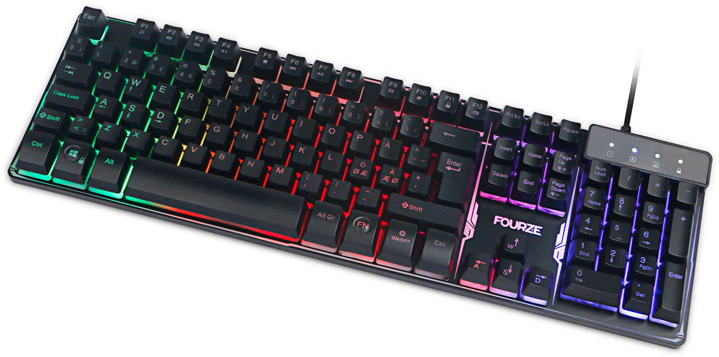 FOURZE GK120 Membrane Gaming Keyboard shown from the top with LED